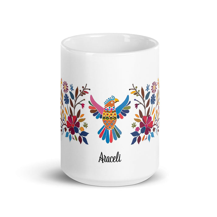 Araceli Exclusive Name Art Piece Home Office Work Coffee Mug Mexican Spanish Pride Gift Cup One - Of - A - Kind Calligraphy White Glossy Mug | A13 - Mexicada