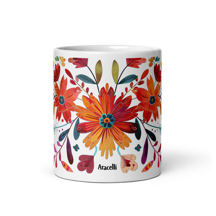 Araceli Exclusive Name Art Piece Home Office Work Coffee Mug Mexican Spanish Pride Gift Cup One - Of - A - Kind Calligraphy White Glossy Mug | A14 - Mexicada