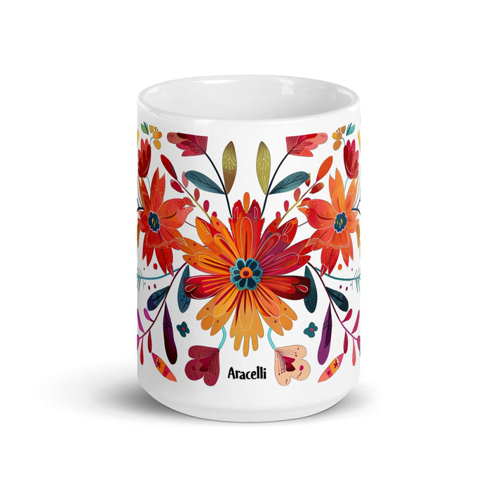 Araceli Exclusive Name Art Piece Home Office Work Coffee Mug Mexican Spanish Pride Gift Cup One-Of-A-Kind Calligraphy White Glossy Mug | A14 Mexicada