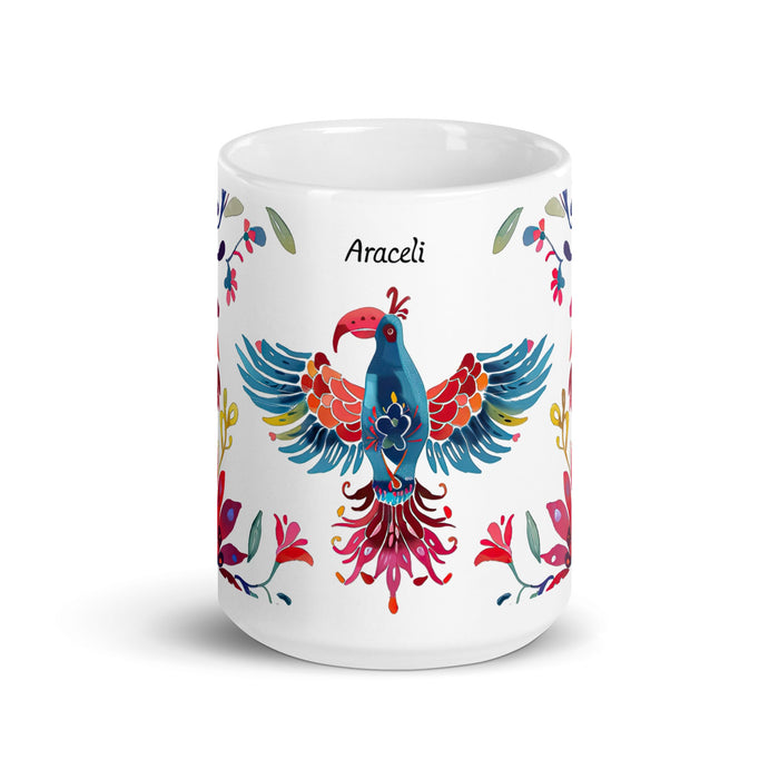 Araceli Exclusive Name Art Piece Home Office Work Coffee Mug Mexican Spanish Pride Gift Cup One - Of - A - Kind Calligraphy White Glossy Mug | A16 - Mexicada