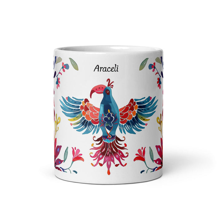 Araceli Exclusive Name Art Piece Home Office Work Coffee Mug Mexican Spanish Pride Gift Cup One-Of-A-Kind Calligraphy White Glossy Mug | A16 Mexicada