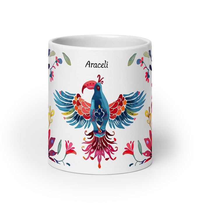 Araceli Exclusive Name Art Piece Home Office Work Coffee Mug Mexican Spanish Pride Gift Cup One-Of-A-Kind Calligraphy White Glossy Mug | A16 Mexicada