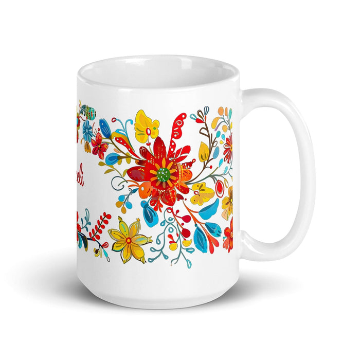 Araceli Exclusive Name Art Piece Home Office Work Coffee Mug Mexican Spanish Pride Gift Cup One-Of-A-Kind Calligraphy White Glossy Mug | A3 Mexicada 15 oz