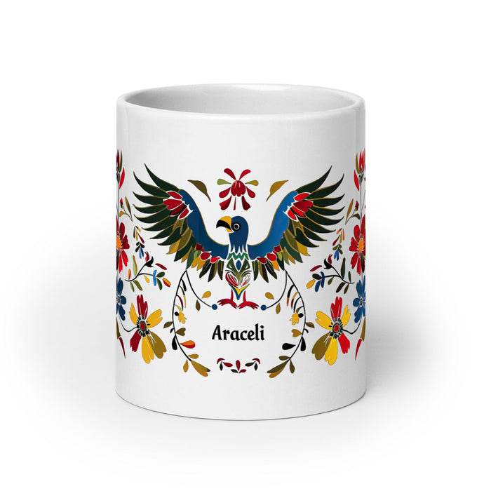 Araceli Exclusive Name Art Piece Home Office Work Coffee Mug Mexican Spanish Pride Gift Cup One-Of-A-Kind Calligraphy White Glossy Mug | A7 Mexicada