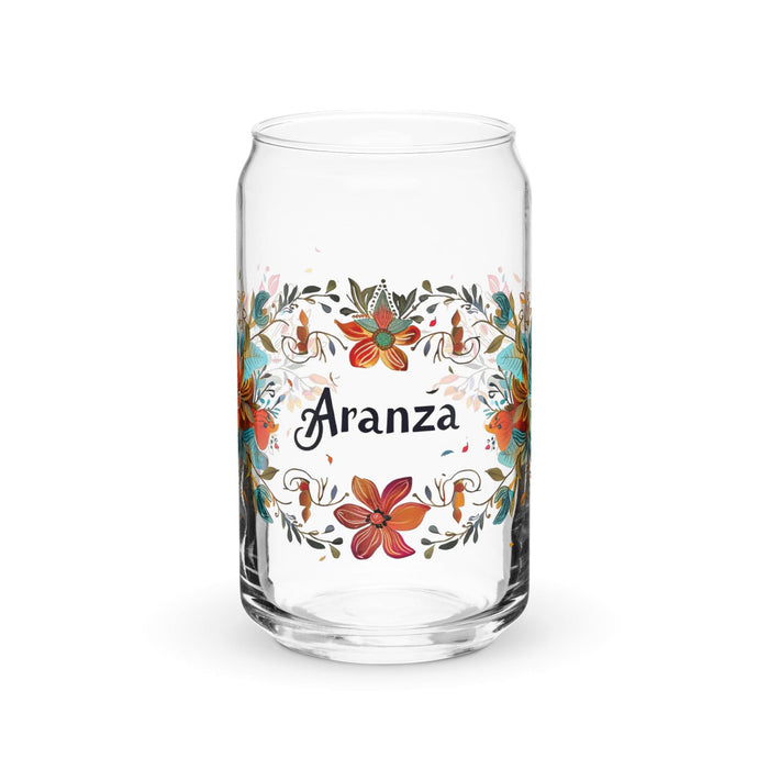 Aranza Exclusive Name Art Piece Can-Shaped Glass Home Office Work Mexican Spanish Pride Gift Cup One-Of-A-Kind Calligraphy Glass | A10 Mexicada 16 oz