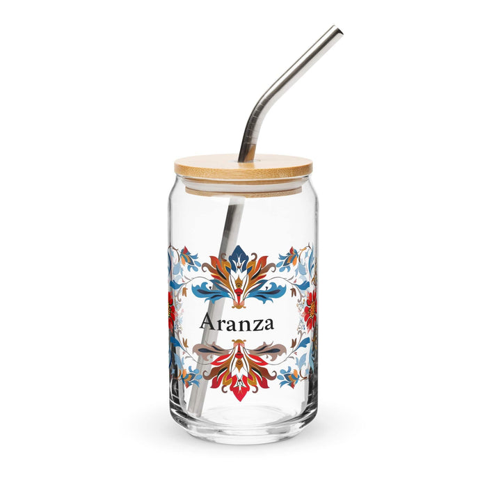 Aranza Exclusive Name Art Piece Can-Shaped Glass Home Office Work Mexican Spanish Pride Gift Cup One-Of-A-Kind Calligraphy Glass | A15 Mexicada 16 oz With Lid & Straw