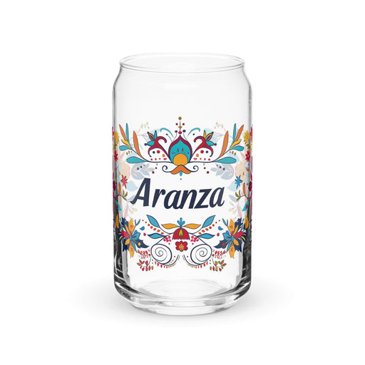 Aranza Exclusive Name Art Piece Can-Shaped Glass Home Office Work Mexican Spanish Pride Gift Cup One-Of-A-Kind Calligraphy Glass | A18 Mexicada 16 oz