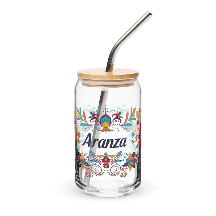 Aranza Exclusive Name Art Piece Can-Shaped Glass Home Office Work Mexican Spanish Pride Gift Cup One-Of-A-Kind Calligraphy Glass | A18 Mexicada 16 oz With Lid & Straw