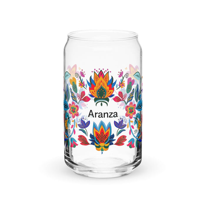 Aranza Exclusive Name Art Piece Can-Shaped Glass Home Office Work Mexican Spanish Pride Gift Cup One-Of-A-Kind Calligraphy Glass | A20 Mexicada 16 oz