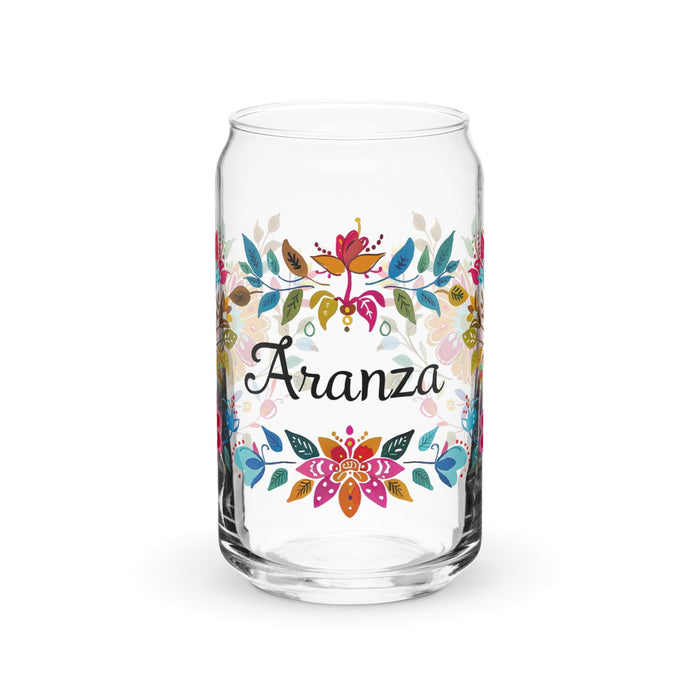 Aranza Exclusive Name Art Piece Can-Shaped Glass Home Office Work Mexican Spanish Pride Gift Cup One-Of-A-Kind Calligraphy Glass | A21 Mexicada 16 oz (No Lid No Straw)