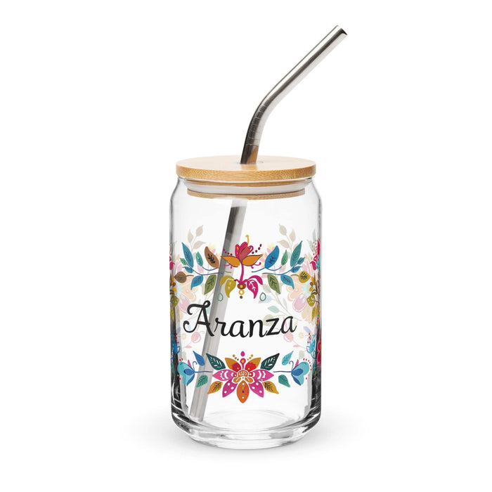 Aranza Exclusive Name Art Piece Can-Shaped Glass Home Office Work Mexican Spanish Pride Gift Cup One-Of-A-Kind Calligraphy Glass | A21 Mexicada 16 oz With Lid & Straw