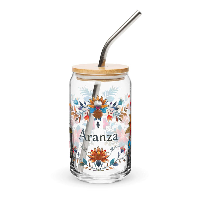 Aranza Exclusive Name Art Piece Can-Shaped Glass Home Office Work Mexican Spanish Pride Gift Cup One-Of-A-Kind Calligraphy Glass | A22 Mexicada 16 oz With Lid & Straw