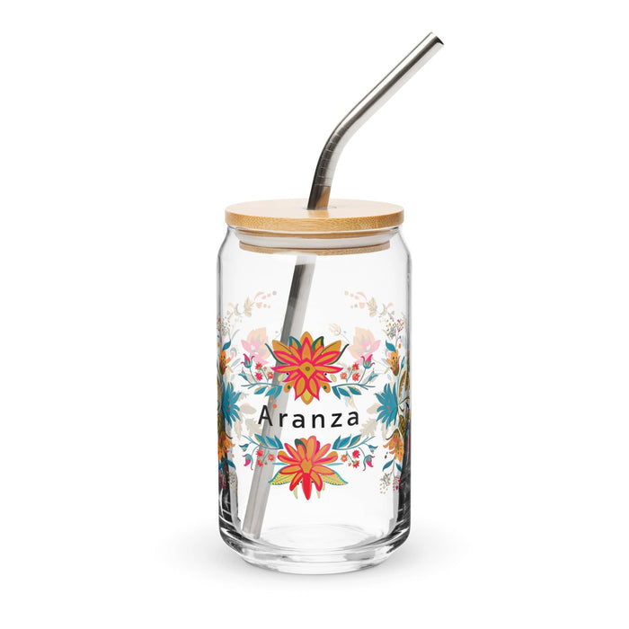 Aranza Exclusive Name Art Piece Can-Shaped Glass Home Office Work Mexican Spanish Pride Gift Cup One-Of-A-Kind Calligraphy Glass | A23 Mexicada 16 oz With Lid & Straw