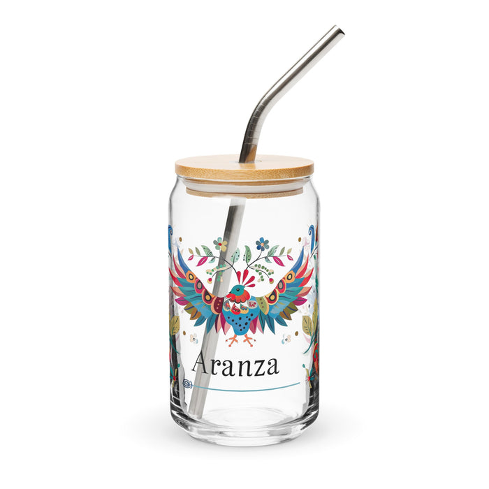 Aranza Exclusive Name Art Piece Can - Shaped Glass Home Office Work Mexican Spanish Pride Gift Cup One - Of - A - Kind Calligraphy Glass | A25 - Mexicada