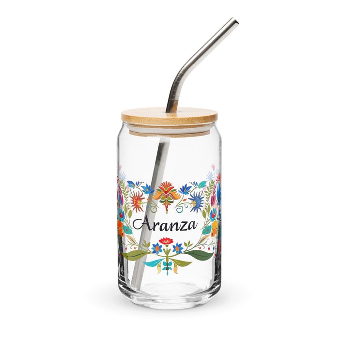 Aranza Exclusive Name Art Piece Can - Shaped Glass Home Office Work Mexican Spanish Pride Gift Cup One - Of - A - Kind Calligraphy Glass | A3 - Mexicada