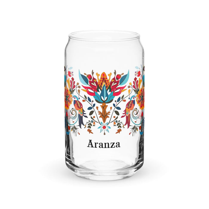 Aranza Exclusive Name Art Piece Can-Shaped Glass Home Office Work Mexican Spanish Pride Gift Cup One-Of-A-Kind Calligraphy Glass | A30 Mexicada 16 oz