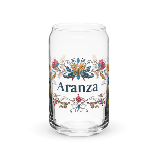 Aranza Exclusive Name Art Piece Can-Shaped Glass Home Office Work Mexican Spanish Pride Gift Cup One-Of-A-Kind Calligraphy Glass | A4 Mexicada 16 oz