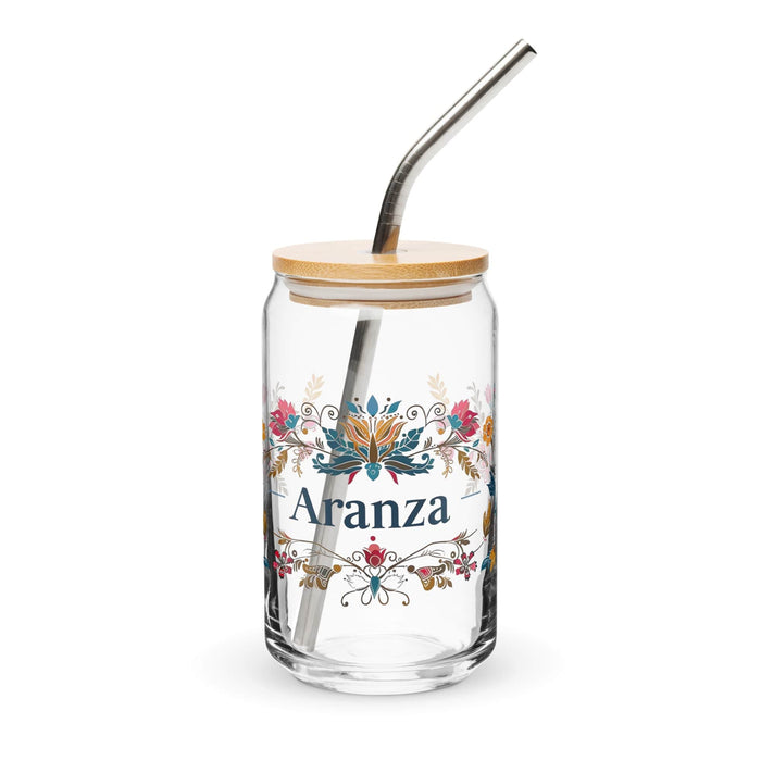 Aranza Exclusive Name Art Piece Can-Shaped Glass Home Office Work Mexican Spanish Pride Gift Cup One-Of-A-Kind Calligraphy Glass | A4 Mexicada 16 oz With Lid & Straw