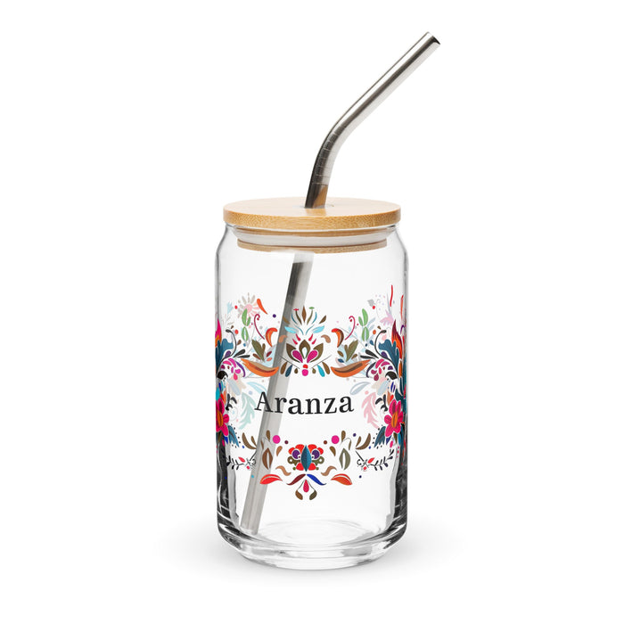 Aranza Exclusive Name Art Piece Can - Shaped Glass Home Office Work Mexican Spanish Pride Gift Cup One - Of - A - Kind Calligraphy Glass | A5 - Mexicada