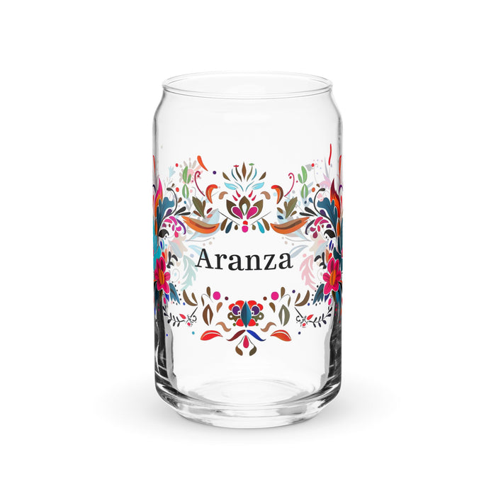 Aranza Exclusive Name Art Piece Can - Shaped Glass Home Office Work Mexican Spanish Pride Gift Cup One - Of - A - Kind Calligraphy Glass | A5 - Mexicada