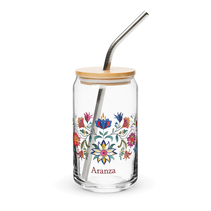 Aranza Exclusive Name Art Piece Can-Shaped Glass Home Office Work Mexican Spanish Pride Gift Cup One-Of-A-Kind Calligraphy Glass | A6 Mexicada 16 oz With Lid & Straw