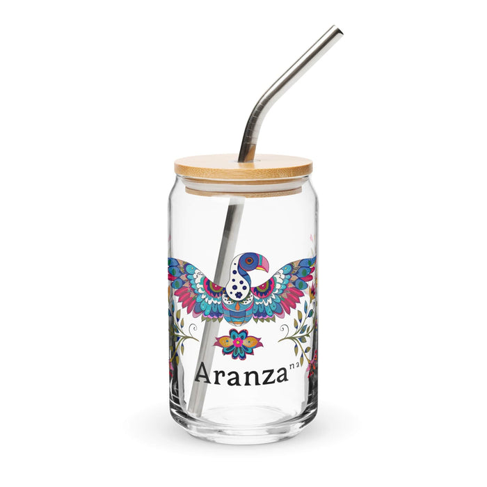 Aranza Exclusive Name Art Piece Can-Shaped Glass Home Office Work Mexican Spanish Pride Gift Cup One-Of-A-Kind Calligraphy Glass | A7 Mexicada 16 oz With Lid & Straw