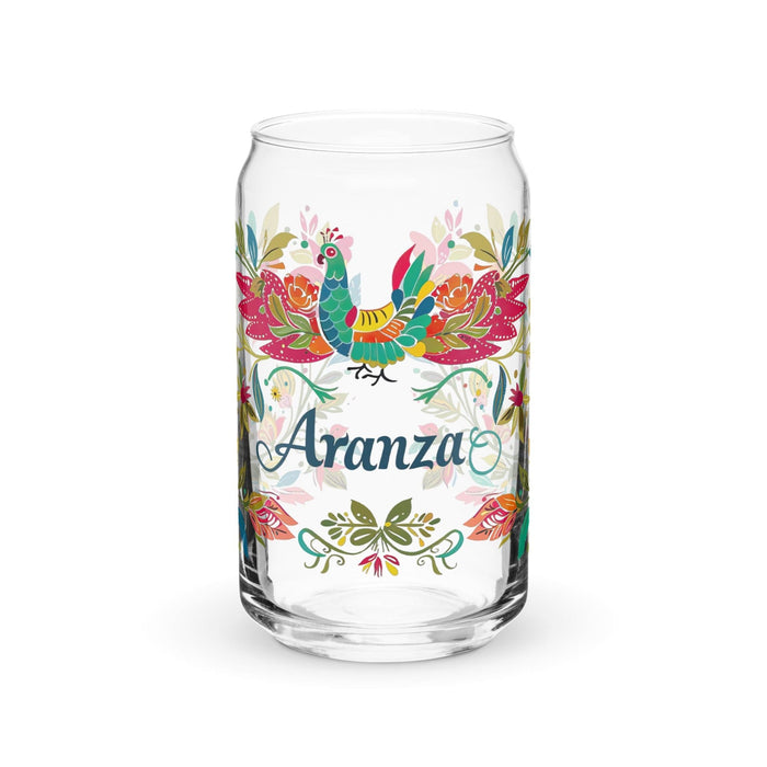 Aranza Exclusive Name Art Piece Can-Shaped Glass Home Office Work Mexican Spanish Pride Gift Cup One-Of-A-Kind Calligraphy Glass | A9 Mexicada 16 oz