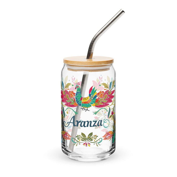 Aranza Exclusive Name Art Piece Can-Shaped Glass Home Office Work Mexican Spanish Pride Gift Cup One-Of-A-Kind Calligraphy Glass | A9 Mexicada 16 oz With Lid & Straw