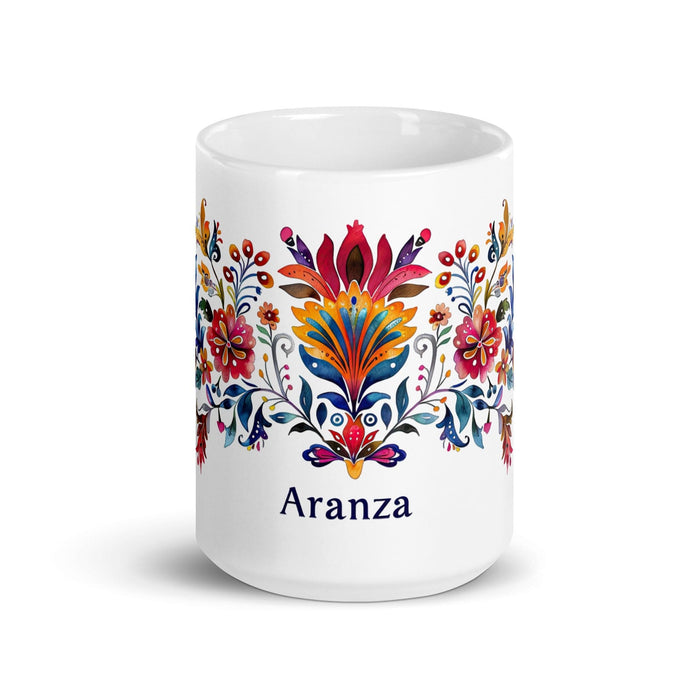 Aranza Exclusive Name Art Piece Home Office Work Coffee Mug Mexican Spanish Pride Gift Cup One-Of-A-Kind Calligraphy White Glossy Mug | A1 Mexicada