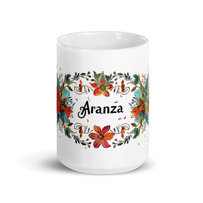 Aranza Exclusive Name Art Piece Home Office Work Coffee Mug Mexican Spanish Pride Gift Cup One - Of - A - Kind Calligraphy White Glossy Mug | A10 - Mexicada