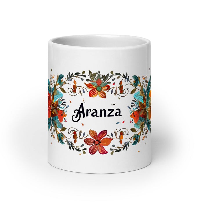 Aranza Exclusive Name Art Piece Home Office Work Coffee Mug Mexican Spanish Pride Gift Cup One - Of - A - Kind Calligraphy White Glossy Mug | A10 - Mexicada