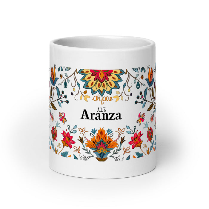 Aranza Exclusive Name Art Piece Home Office Work Coffee Mug Mexican Spanish Pride Gift Cup One - Of - A - Kind Calligraphy White Glossy Mug | A13 - Mexicada