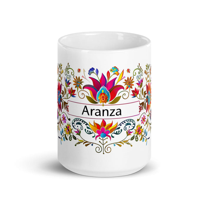 Aranza Exclusive Name Art Piece Home Office Work Coffee Mug Mexican Spanish Pride Gift Cup One - Of - A - Kind Calligraphy White Glossy Mug | A16 - Mexicada