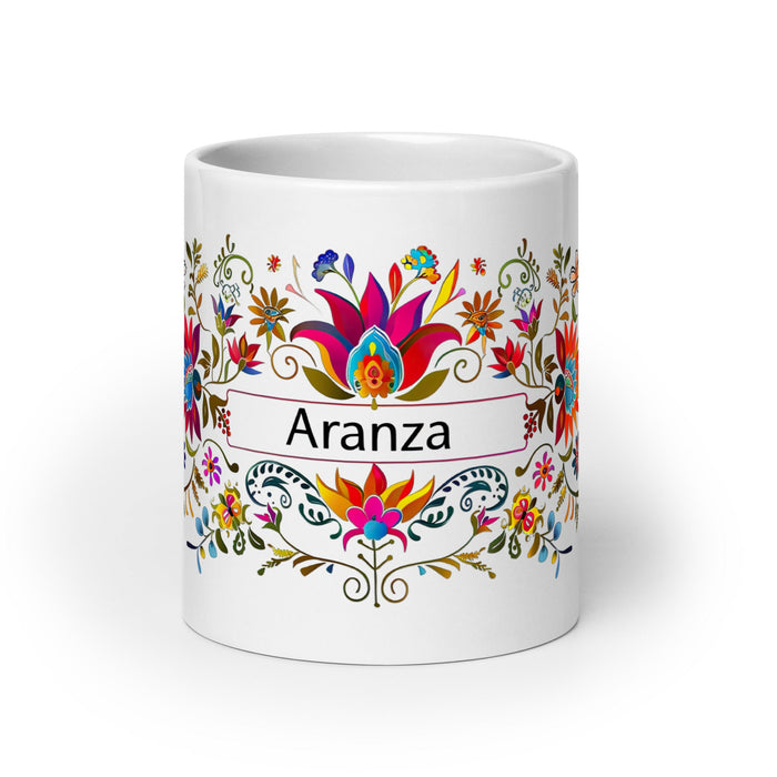 Aranza Exclusive Name Art Piece Home Office Work Coffee Mug Mexican Spanish Pride Gift Cup One - Of - A - Kind Calligraphy White Glossy Mug | A16 - Mexicada