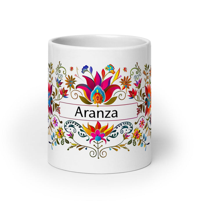 Aranza Exclusive Name Art Piece Home Office Work Coffee Mug Mexican Spanish Pride Gift Cup One-Of-A-Kind Calligraphy White Glossy Mug | A16 Mexicada