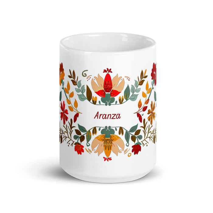 Aranza Exclusive Name Art Piece Home Office Work Coffee Mug Mexican Spanish Pride Gift Cup One - Of - A - Kind Calligraphy White Glossy Mug | A17 - Mexicada