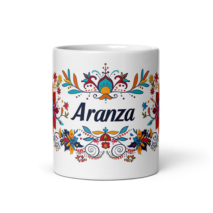 Aranza Exclusive Name Art Piece Home Office Work Coffee Mug Mexican Spanish Pride Gift Cup One - Of - A - Kind Calligraphy White Glossy Mug | A18 - Mexicada