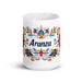 Aranza Exclusive Name Art Piece Home Office Work Coffee Mug Mexican Spanish Pride Gift Cup One - Of - A - Kind Calligraphy White Glossy Mug | A18 - Mexicada