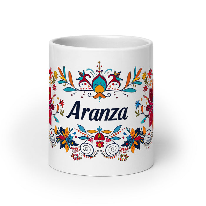 Aranza Exclusive Name Art Piece Home Office Work Coffee Mug Mexican Spanish Pride Gift Cup One - Of - A - Kind Calligraphy White Glossy Mug | A18 - Mexicada