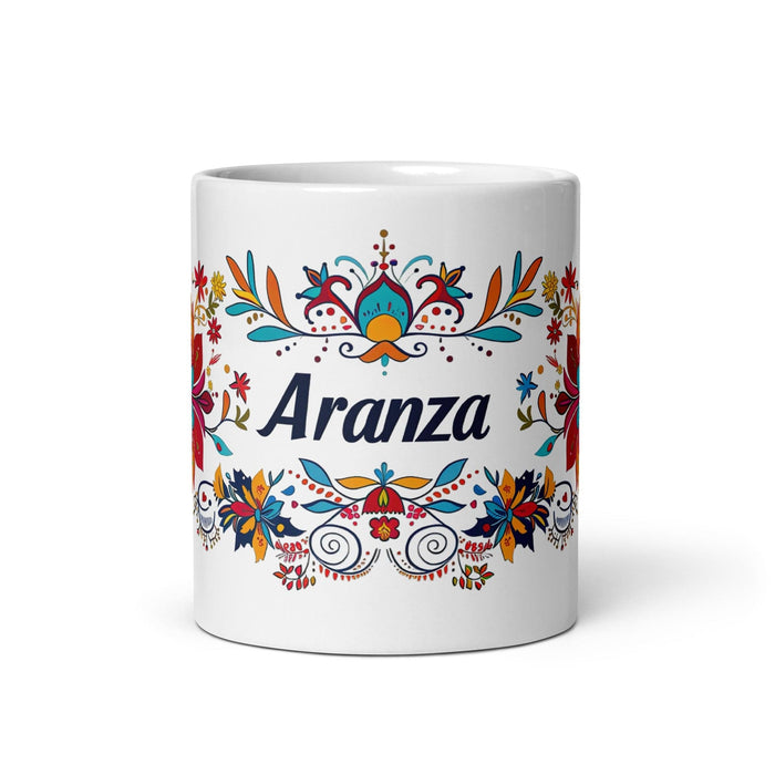 Aranza Exclusive Name Art Piece Home Office Work Coffee Mug Mexican Spanish Pride Gift Cup One-Of-A-Kind Calligraphy White Glossy Mug | A18 Mexicada