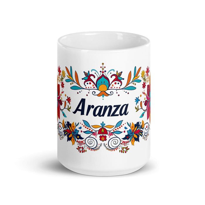 Aranza Exclusive Name Art Piece Home Office Work Coffee Mug Mexican Spanish Pride Gift Cup One-Of-A-Kind Calligraphy White Glossy Mug | A18 Mexicada