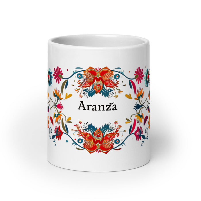 Aranza Exclusive Name Art Piece Home Office Work Coffee Mug Mexican Spanish Pride Gift Cup One - Of - A - Kind Calligraphy White Glossy Mug | A19 - Mexicada