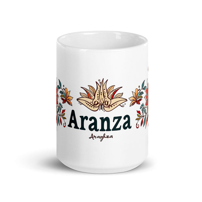 Aranza Exclusive Name Art Piece Home Office Work Coffee Mug Mexican Spanish Pride Gift Cup One-Of-A-Kind Calligraphy White Glossy Mug | A2 Mexicada