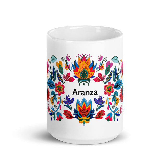 Aranza Exclusive Name Art Piece Home Office Work Coffee Mug Mexican Spanish Pride Gift Cup One - Of - A - Kind Calligraphy White Glossy Mug | A20 - Mexicada