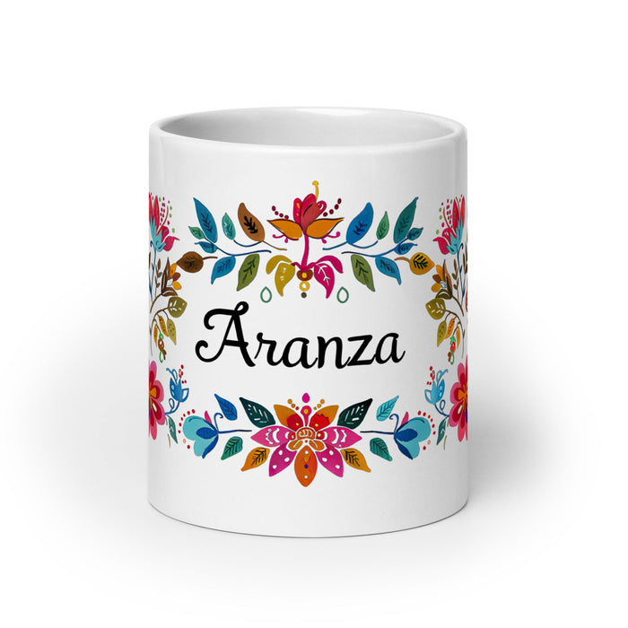 Aranza Exclusive Name Art Piece Home Office Work Coffee Mug Mexican Spanish Pride Gift Cup One - Of - A - Kind Calligraphy White Glossy Mug | A21 - Mexicada