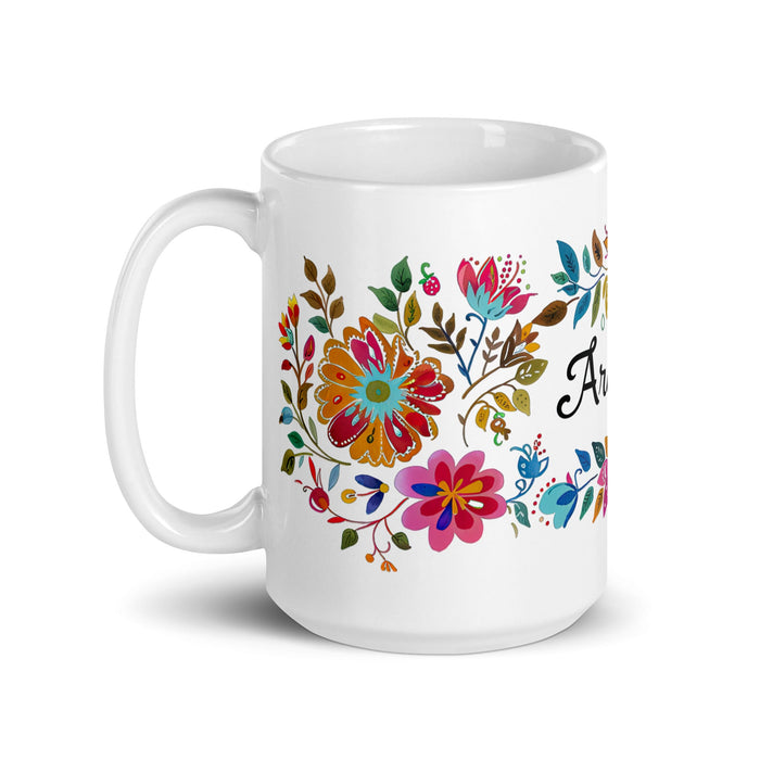 Aranza Exclusive Name Art Piece Home Office Work Coffee Mug Mexican Spanish Pride Gift Cup One - Of - A - Kind Calligraphy White Glossy Mug | A21 - Mexicada