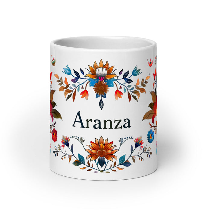 Aranza Exclusive Name Art Piece Home Office Work Coffee Mug Mexican Spanish Pride Gift Cup One - Of - A - Kind Calligraphy White Glossy Mug | A22 - Mexicada