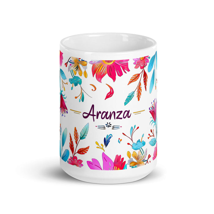 Aranza Exclusive Name Art Piece Home Office Work Coffee Mug Mexican Spanish Pride Gift Cup One - Of - A - Kind Calligraphy White Glossy Mug | A24 - Mexicada