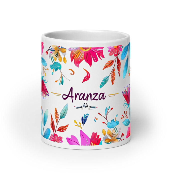 Aranza Exclusive Name Art Piece Home Office Work Coffee Mug Mexican Spanish Pride Gift Cup One-Of-A-Kind Calligraphy White Glossy Mug | A24 Mexicada