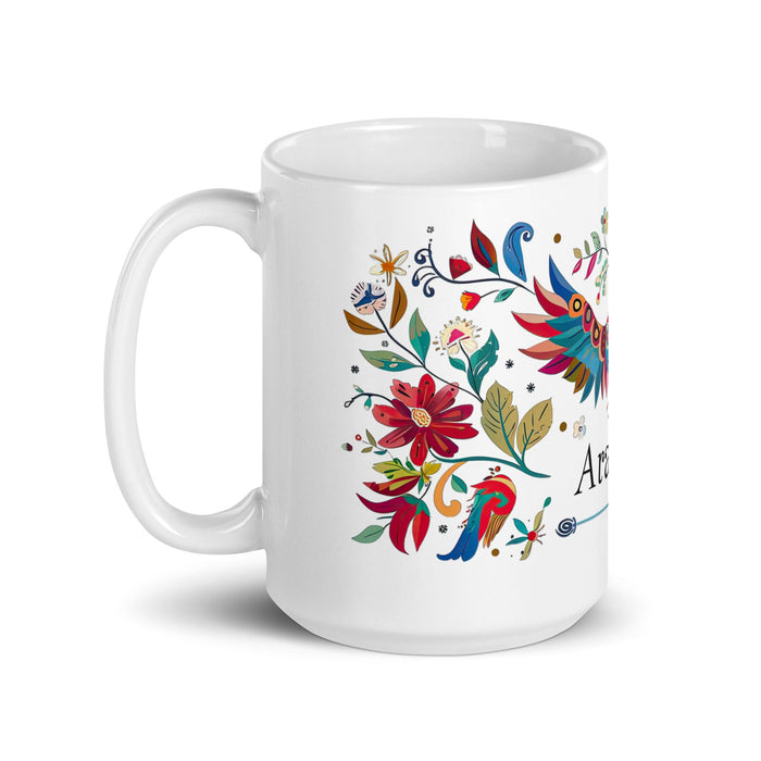 Aranza Exclusive Name Art Piece Home Office Work Coffee Mug Mexican Spanish Pride Gift Cup One - Of - A - Kind Calligraphy White Glossy Mug | A25 - Mexicada